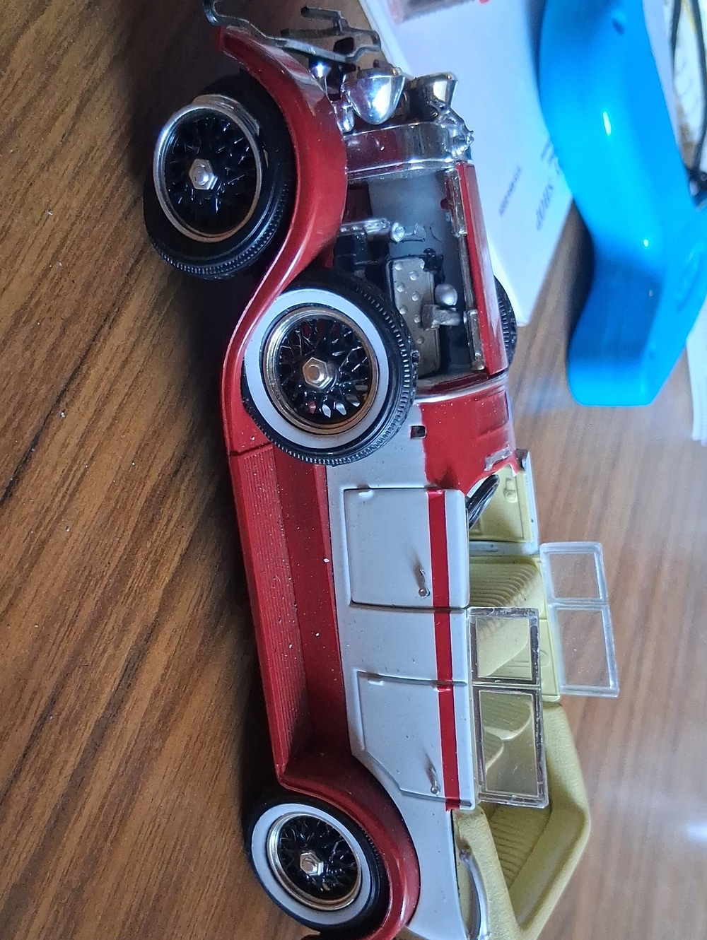 Red and White Classic Car Model - Brand Unknown